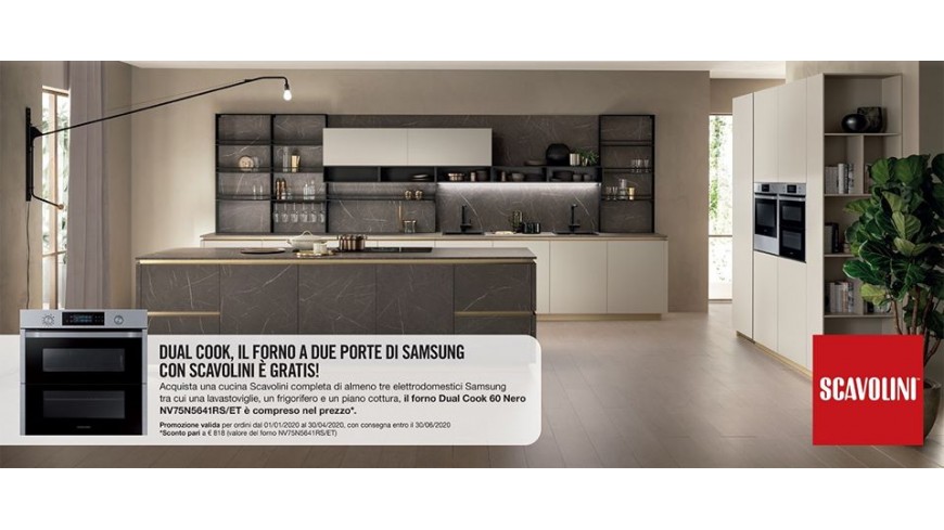 Promo Scavolini: fino al 30 aprile 2020 forno Dual Cook Samsung in omaggio!